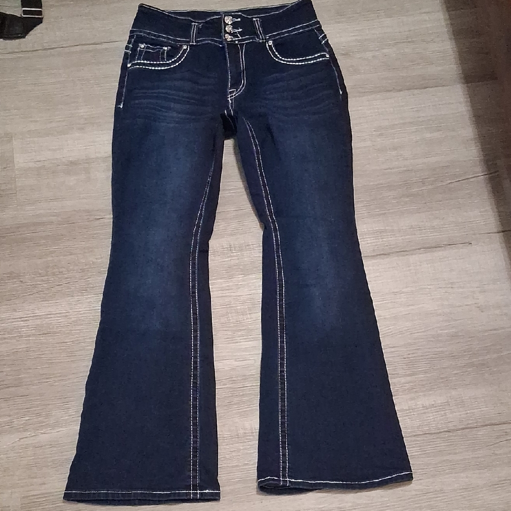 Elegant Dark Blue Flare Jeans
